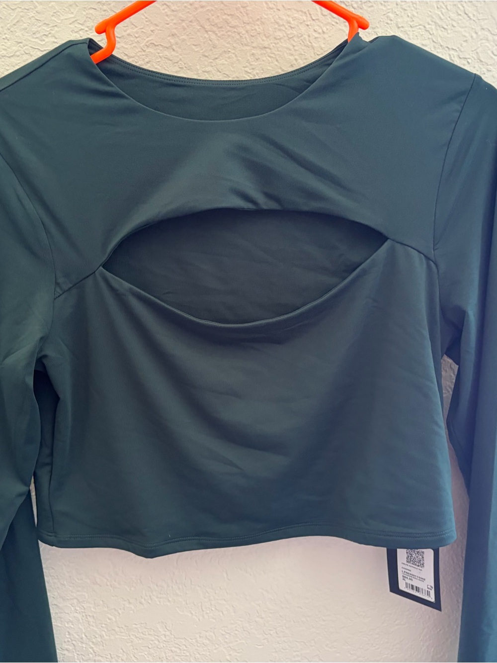 Fabletics Forest Green Long-Sleeve Cutout Crop Top